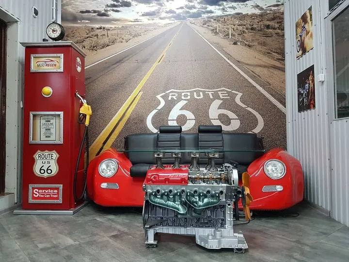 Route 66 – lampa lub dekoracja z części samochodowych YJA Moto Art