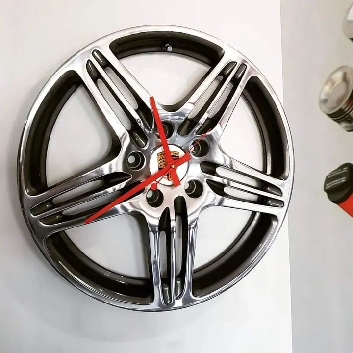 Zegar Felga Porsche Chrom – zegar wykonany z felgi samochodowej YJA Moto Art